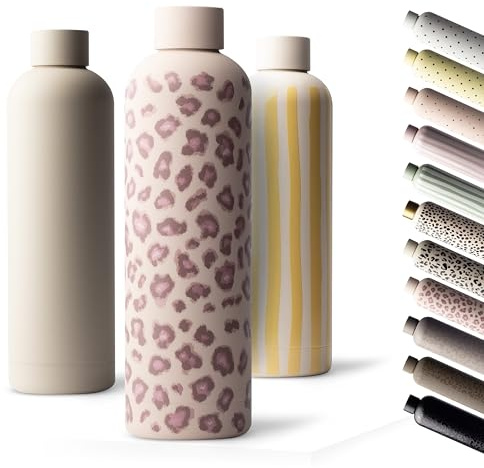 MAMEIDO Thermosflasche 750 ml, auslaufsichere Trinkflasche Edelstahl, Kohlensäure geeignet, BPA frei, Isolierflasche 12h heiß & 24h kalt (Dusty Glam)