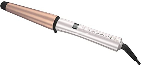 REMINGTON SHINE THERAPY Curling Wand, Infused with Argan Oil & Keratin, 1-1 ½ Inch Tapered Curling Iron for Tousled Waves, includes Heat Glove