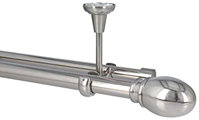 Sento Gardinenstange Vorhangstange 25/19mm 2-läufig Deckenmontage Edelstahl Optik 320 cm TULIA