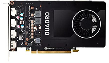 Tarjeta gráfica Profesional NVIDIA Quadro P2200 de 5 GB GDDR5X: 1280 núcleos CUDA, 1493 MHz, 160 bits, 200,2 GB/s, Ranura única, 75 W, PCIe Express 3.0, 4X DisplayPort 1.4a (renovada)