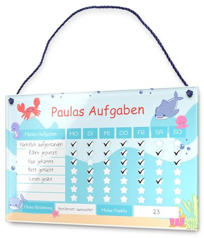 Belohnungstafel Kinder personalisiert mit Namen - Wochenplaner & Belohnungssystem für Mädchen & Jungen - große Motiv Auswahl! - Routine Planer und Aufgabenplaner - To do Liste Tagesplan