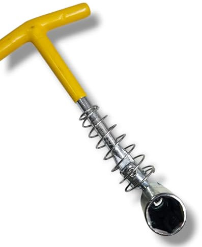 Terryshop74 Chiave per smontaggio candela con doppio snodo a t con molla di tensionamento (16 mm)