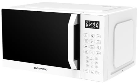 Microondas Daewoo MD-FA257GW-EU, con Grill, 25 Litros de Capacidad, 850W de Potencia, 8 Programas, 5 Niveles de Potencia, Panel Digital, Color Blanco