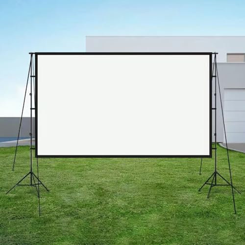 JBTBIHIG Pantalla de Proyector de Pie, Pantalla de Proyector para Exteriores con Bolsa de Transporte, Cortavientos y Pinchos de Suelo, para Fiestas Noches de Cine En Casa, Festivales de Cine(128in)