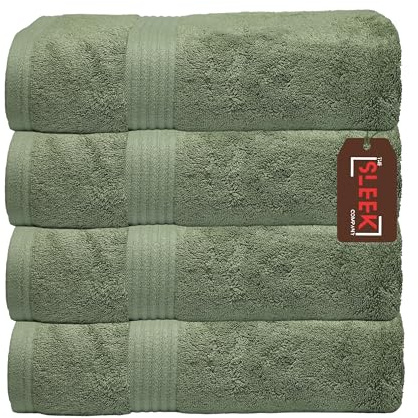 Luxury 700 GSM Bamboo Face Cloths (33x33 cm) – Pack of 4 – Soft, Hypoallergenic & Antibacterial Wash Cloth – Absorbent & Quick Dry Face Towels – Ideal for Home, Hotel, Gym, Skincare & Spa (Sage Green)