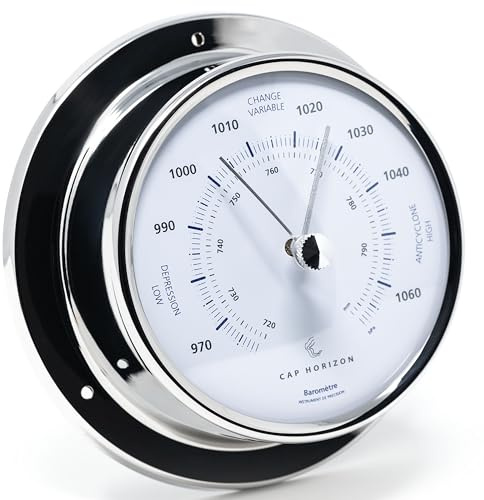 CAP HORIZON CP085B400NX Barometer - 11 cm Durchmesser - Druckmessgerät mit Edelstahl-Gehäuse poliert - Made in Germany