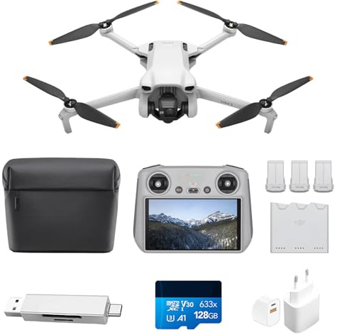 DJI Pack Mini 3 Vuela Más (RC) – Dron Mini con cámara ligero y plegable con vídeo 4K HDR, 38 min de tiempo de vuelo, Grabación vertical y funciones inteligentes, Color Gris