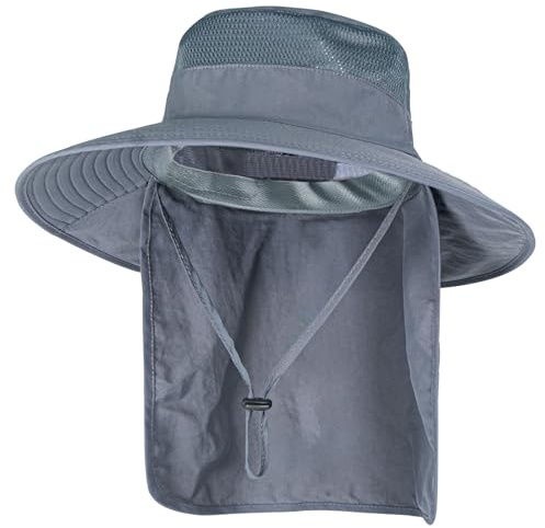 Rosoz - Cappello da pescatore da uomo, cappello da safari, cappello da escursionismo, cappello da ranger da donna, cappello da pescatore da uomo, protezione UPF 50+, UV-protezione con patta per il