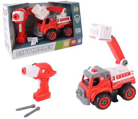 TACHAN - Camión Bomberos RC 33 Piezas - Construcción + Control Remoto - Juguete Stem (CPA Toy Group 703T01025)