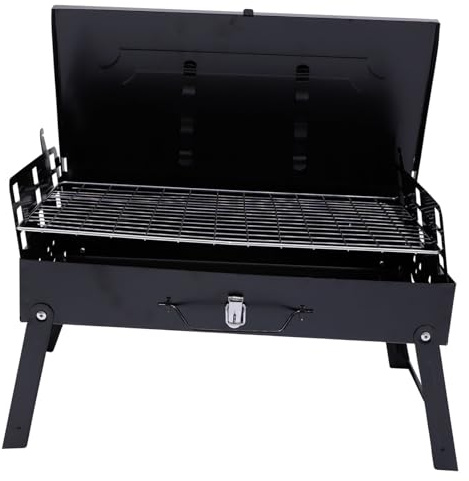 Barbecue à charbon portable pliable – Outil de barbecue d'extérieur léger pour camping, voyage, terrasse et jardin – Installation facile et rangement compact pour un confort ultime