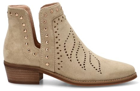 Etika Botines de Entretiempo para Mujer, Diseño Casual con Aperturas Laterales, Calce Fácil y Tacón Medio de 4cm, 31128 Taupe - 36