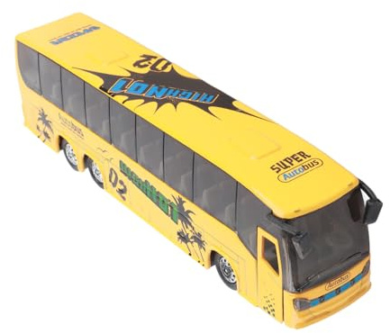 Hyuduo 1:50 Alloy Transit Bus Leksak, Simulering Pull Back Bussmodell med Lampor och Musik, Perfekt Present Till Barn (Gul)