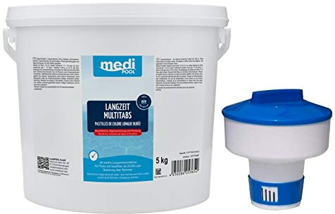 Medipool 507605MP Langzeit MultiTabs 200g, 5KG, Chlor Multifunktionstabletten und Dosierschwimmer für 200gr. Tabletten