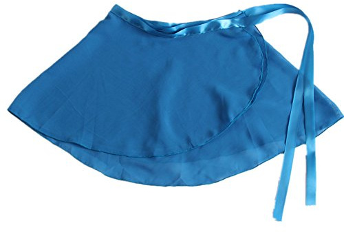 Girls Ballerina Sheer Wrap Ballet Tutu Dress Child Dance Skate Over Scarf Dancewear with Tie Waist Chiffon Dance Skirts, Blue, Free Child