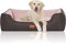 Knuffelwuff 14096-008 Hundebett Hundekörbchen Hundesofa Hundekissen Hundekorb Bezug Waschbar Grosse Hunde Xxl Luke Schwarz-Rosa