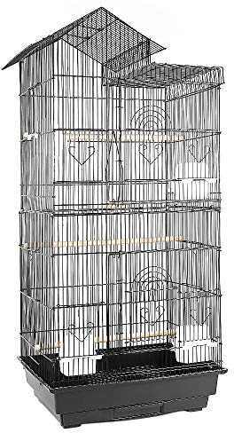 meihe Volière,Cages à Oiseaux,Grande Cage à Oiseaux Volière Extérieur avec Pied sur Roulette pour Perroquet/Perruche/Canari/Parakeet/Calopsitte élégante/Pinson,46 * 35.5 * 99cm