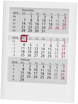 Truento 3-Monats-Tischkalender Standard für 2 Jahre (2025 & 2026) - Kunststoff - weiß