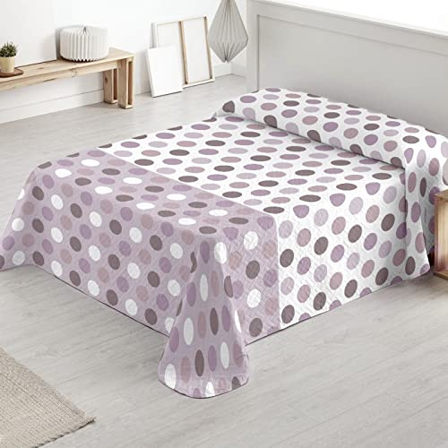 MERCURY TEXTIL- Colcha Bouti Estampada, para Verano y Entretiempo 100% Poliéster. Cubre Cama Fina, Ligera y Suave. (Cama 105-200x260cm, Circulos Lila)