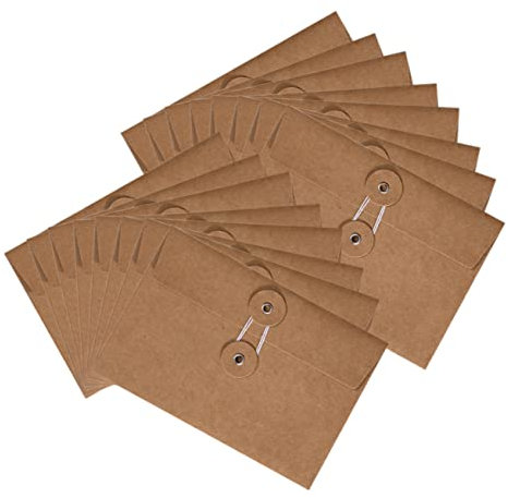 FUNOMOCYA 20 pack Kraft Paper File Envelopes Winding Storage Pouches with String Tie Document Organizers for Letters Receipts Invoices Invitations Office Filing 6.69 X 4.52 in