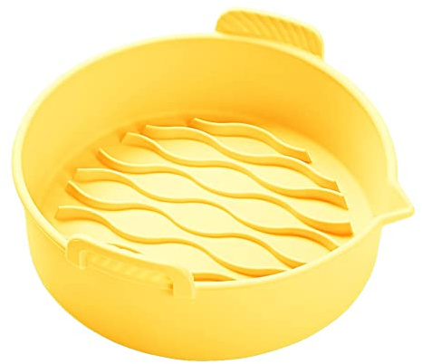 Pentola in silicone per friggitrice ad aria calda | Cestino rotondo per friggitrice ad aria calda | teglia in silicone, accessori per forno a microonde