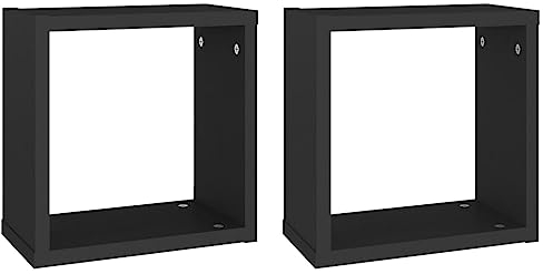 vidaXL 2X Würfelregal Wandregal Hängeregal Cube Lounge CD Regal Dekoregal Bücherregal Schweberegal Wandboard Regalwürfel Schwarz 30x15x30cm