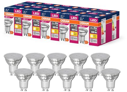 OSRAM Valeur d'étoile LED par16 lampe LED pour la base GU10, lampe réflecteur, GL, 620 lumens, blanc chaud (3000K), remplacement des ampoules 49W conventionnelles, non dimmables, 10 pack