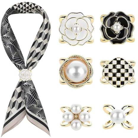 JINJUMEI 6 Pièces Soie Écharpe Boucle Clip, Boucle de Foulard Clip Foulard et Vêtement Pince à Foulard en Métal Broches Clip Foulard pour Robes de Mariée, Sacs, Vêtements, Chapeaux, Foulards
