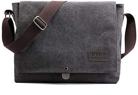 Kiss me Cross Body Bag for Men, Canvas Messenger Shoulder Bags for Work School Hiking Travel (Black)