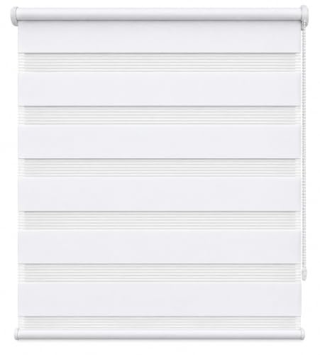 Apex Furnishings Zebra Day and Night Blinds Dual Layer Fabric Opaque & Translucent Easy Fit Zebra Blind for Windows and Door White Roller Blinds (174cm X 165cm)