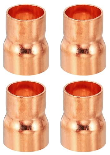 PATIKIL 3/4 to 5/8 ID Copper Reducer, 4pcs 99.9% Pure Copper Reducing Coupling Pressure Fitting Pipe Tube Connector Adapter with Sweat Solder Connection for HVAC Refrigeration System