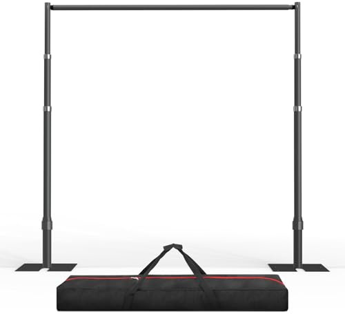 EMART Noir Support Fond Photo Stable 3x3m à Trois Barre Transversale | Arche de Mariage Réglable, Studio, Video, Décoration d'anniversaire