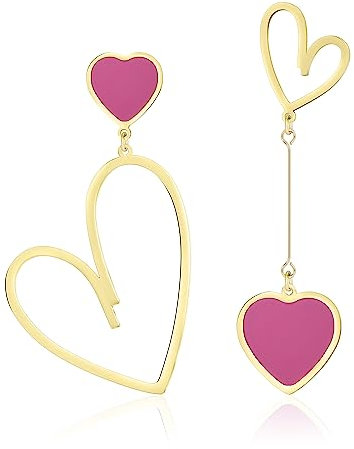 Linawe Herz Ohrringe Rosa, Gold Hängeohrringe Schmuck, Edelstahl Damenohrringe, Damen Ohrringe Gold Hängend, Lover Ohringe