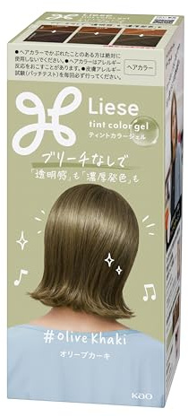 Liese Color Gel Hair Dye – Olive Khaki | Japonese Greenish Khaki Hair Color | No-Bleach High Pigment Gel Formula with Treatment Pack | Kao Japan