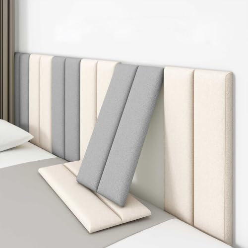 Bett Kopfteil, Wandkissen Selbstklebend, Wandschutz Kinderzimmer, 3D-Wandpaneele Gepolstert, Wanddekoration, Schalldämmung/Antikollision/Warm Halten Wandaufkleber(Gray,6 pcs)