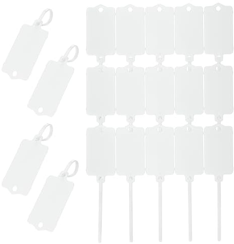 PATIKIL 100Pcs Étiquettes en Plastique Imperméables Vierges, Étiquettes d'Expédition, Réutilisables, Inscriptibles avec Attache Zippée pour Étiquetage de Bagage, Blanc 2.48 x 1.46 Pouce