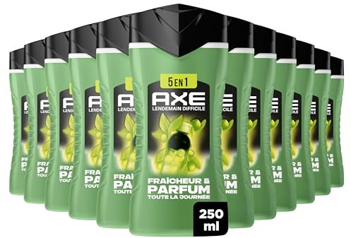 AXE - Gel Douche Homme 5en1 Lendemain Difficile - 24h Hydratant - 87% d'Ingrédients d'origine naturelle - parfum agrumes - lot de 12x250ml