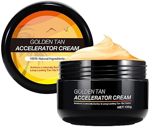 Tan Accelerator Cream 3.5oz | Natural Tanning Lotion for Face & Body | Indoor & Outdoor Use, Fast-Absorbing, Hydrating Formula | Vegan & Cruelty-Free