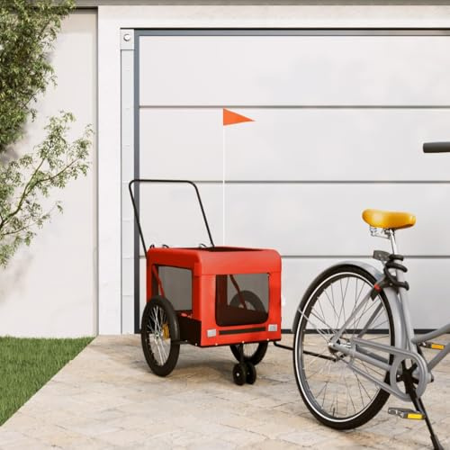 Rimorchio per bicicletta per cani come robusto rimorchio per animali domestici in tessuto Oxford arancione e nero con telaio in ferro per rimorchi per bicicletta e cani