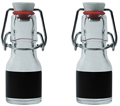 Viva Budget de Marchandises – 2 x bouteille en verre vides 50 ml avec bouchon mécanique en porcelaine à remplir, avec 2 étiquettes d'