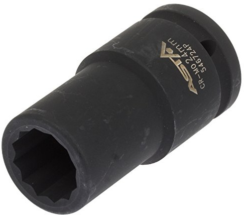 Utvändig kuggkrans slagskruv nöt lång SW 24 mm 3/4 12kant