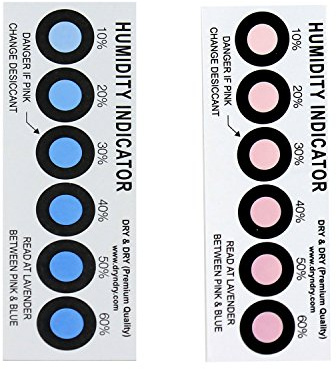 PREMIUM – Indicador de humedad Tarjetas 20 unidades (reutilizable) – 10 – 60% 6 Foco (20 tarjetas)