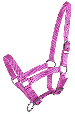 QHP Nylonhalfter Fohlen-Halfter 3fach Verstellbar Stark (Pony-Fohlen, Rosa)