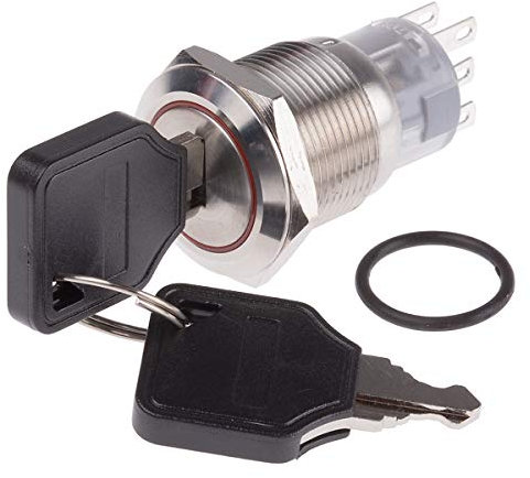 RS PRO Schlüsselschalter Rastend 3-Positionen Zweipoliger Wechselschalter (DPDT) 5 A IP 40