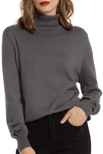 Woolen Bloom Jersey Mujer Cuello Tortuga Suéter Camiseta Manga Larga Camisa Invierno Jersey Basico Suelto Sudadera de Punto Tops Pull-Over Suéter Mujer Primavera Otoño