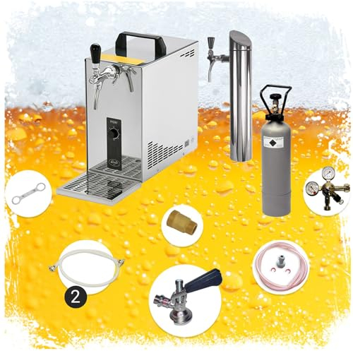 ich-zapfe Set Completo sotto Il bancone, spillatori per Birra, PYGMY 25 Le, raffreddatore a Secco a 1 Linea, 30 Litri/h, incl. Torre di erogazione, Green Line, Keg:Senza