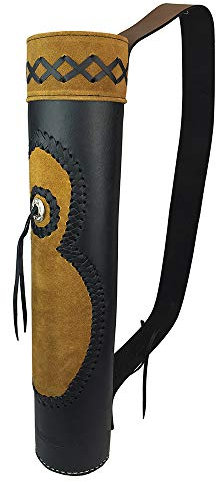FHUILI Bogenschießen Schulter Rückenköcher Bow - Leder Pfeilköcher - Jagd-Schießen Bogenschießen Köcher - Pfeil Halter Quiverbag Bogen-Pfeil-Halter-Schulter-Gurt-Beutel-Beutel für Shooting Practice,A