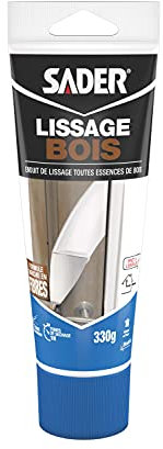 Sader Enduit de Lissage Bois En Pâte - Prêt à l'Emploi - Application Facile - Usage Intérieur - Tube de 330g - Blanc