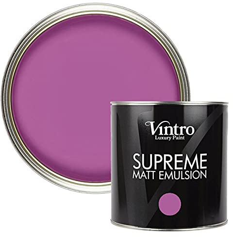 Vintro Paint | Luxury Matt Emulsion | Pinky Purple | Smooth Chalky Finish | Multi Surface Paint | for Walls, Ceilings, Wood and Metal 2.5L (Orchid)
