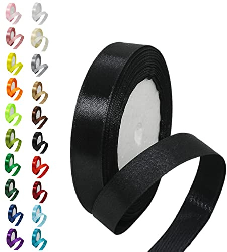 15mm Black Satin Ribbon for Gift Crafting, Wrapping, Decor