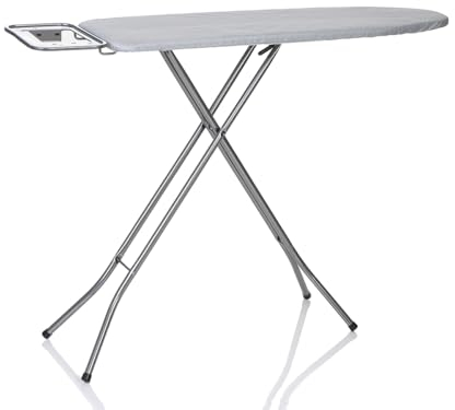 Posten Anker Bügelbrett höhenverstellbar mit 3 Stufen, mit Antirutschaufsätzen, Edelstahl Aluminium, Bügeltisch Silber